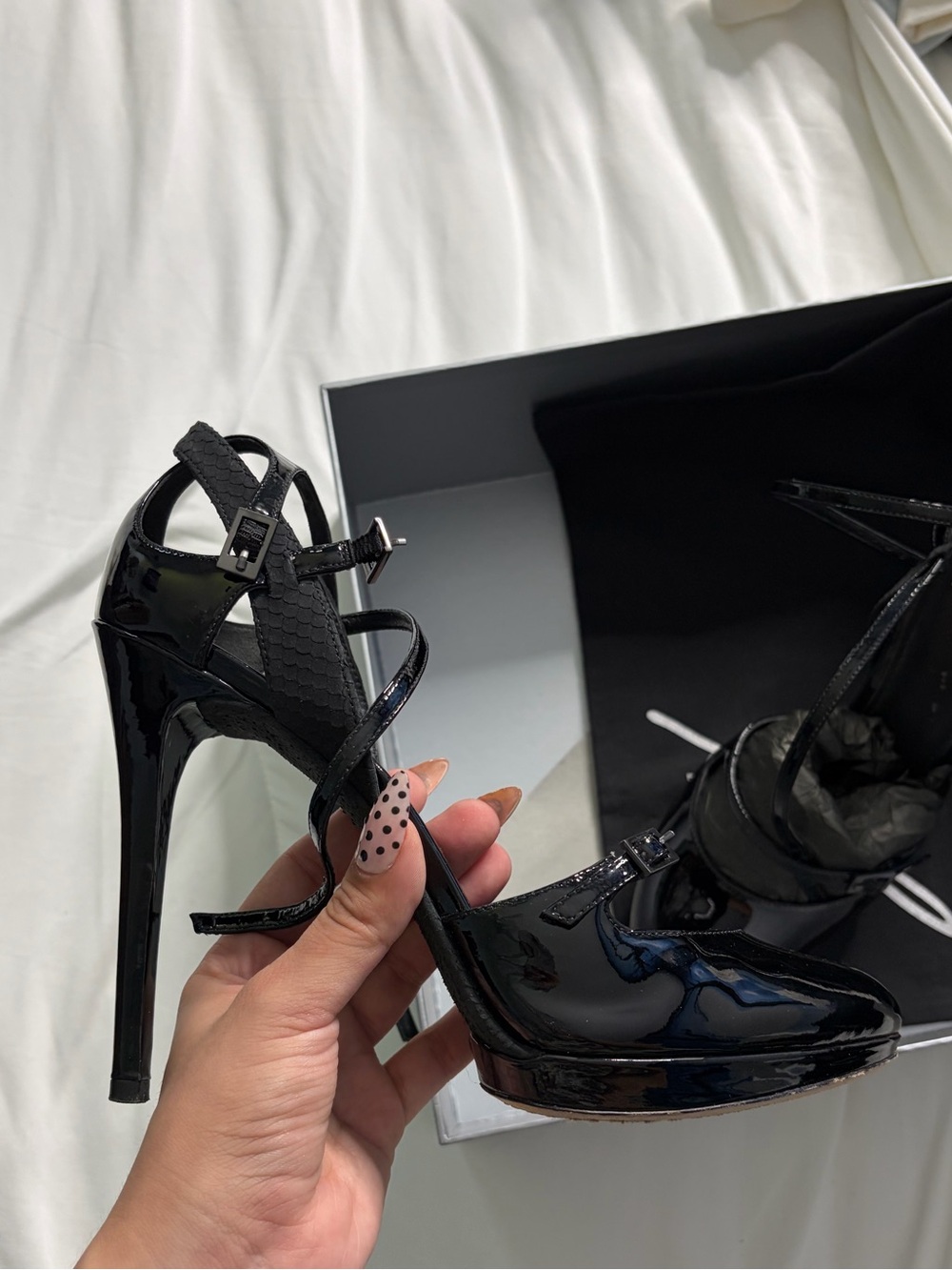 Brian Atwood Black heels with snakeskin strap
